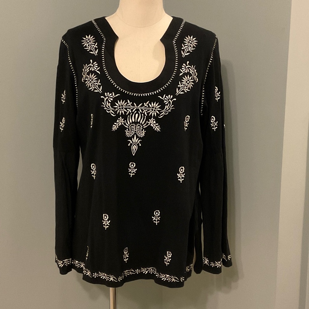 RXB Black Top with White Embroidery